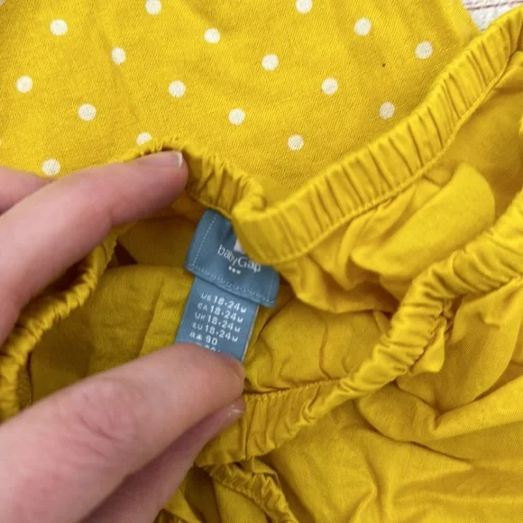 Gap Yellow and White Polka Dot Dress Cotton Size 18-24 M - Picture 3 of 4